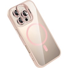 DS LLC Ieg™  Apple Iphone 16 Pro Remim Lensli Magsafe Standlı Kapak - Pembe