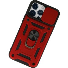 DS LLC Ieg™  Iphone 13 Pro Max Kılıf Pars Lens Yüzüklü Silikon - Kırmızı