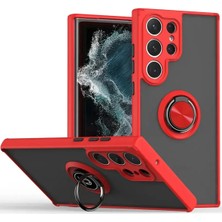 DS LLC Ieg™  Samsung Galaxy S25 Ultra Kılıf Montreal Yüzüklü Silikon Kapak - Kırmızı