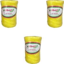 Favori Ip 5000 Denye -0.8 Mm- Ambalaj ve Paket Ipi Naylon Burgulu Örgü Çamaşır Ipi - Sarı - 3 Adet