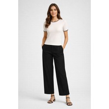 Vena Holly Geniş Paça Yumuşak Dokulu Lyocell Pantolon-Siyah