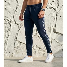 Plus Scorpion Erkek Slim Fit Eşofman Altı – Yazılı Şerit Detaylı, Dar Paça Jogger Pantolon