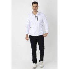 Crozwise Spor Lycra Erkek Eşofman Takımı Beyaz 1247-08