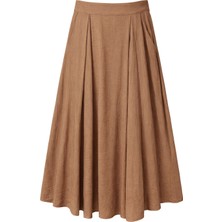 Mixray 4631 Kadın Parçalı Kloş Etek Kahve