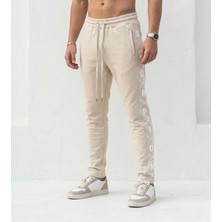 Plus Scorpion Erkek Slim Fit Eşofman Altı – Yazılı Şerit Detaylı, Dar Paça Jogger Pantolon