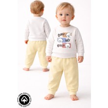 Miniel Unisex Bebek Şaşkın Ayıcık Baskılı %100 Pamuklu 6-9-12 Ay Alt Üst 2'li Bebek Takımı