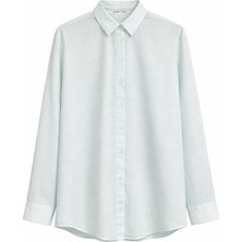 Mixray 4667 Kadın Ince Oversize Modal Gömlek Mavi