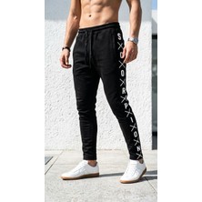 Plus Scorpion Erkek Slim Fit Eşofman Altı – Yazılı Şerit Detaylı, Dar Paça Jogger Pantolon