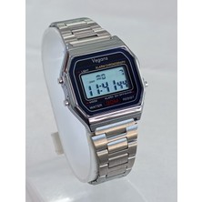 Vegans Çelik Kordonlu, Retro Dijital, Alarm, Kronometre, Işıklı, Su Geçirmez Unisex Kol Saati