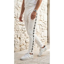 Plus Scorpion Erkek Slim Fit Eşofman Altı – Yazılı Şerit Detaylı, Dar Paça Jogger Pantolon