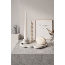 DF Studio Co 3’lü Dekoratif Mum Seti – Burgu, Düz Şamdan ve Istiridye Mum | El Yapımı Şık Set