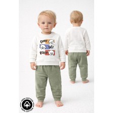 Miniel Unisex Bebek Şaşkın Ayıcık Baskılı %100 Pamuklu 6-9-12 Ay Alt Üst 2'li Bebek Takımı