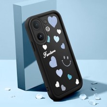 HONTINGA Vıvo V60 ile Uyumlu Kılıfı Düşüme Önleyici Basitlik Anti Düşme Kamera Korumali Şirin Kalp Siyah Desen Yumuşak Silikon Telefon Kılıfı Kadın ve Erkek Için Uygundur K2-0405