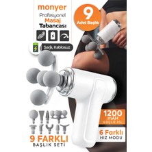 Monyer Masaj Tabancası 9 Başlık 6 Mod WM60 – Boyun Sırt Bel Için Profesyonel Masaj Aleti - Güçlendirilmiş Pil ile Uzun Kullanım Sağlar