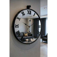 MGS Duvar Saati Tinattti Roma Aynalı 50 x 53 cm Sessiz Mekanizma ile Şık Dekoratif Tasarım