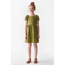 Nk Kids 76308 Kız Çocuk Yeşil Balon Kol Elbise