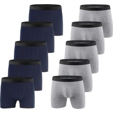 John Lion 10'lu Premium Boxer Erkek İçin Lacivert-Gri Likralı Konforlu Seçim