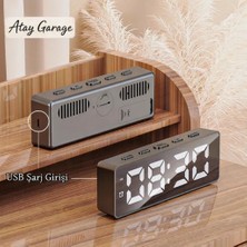 Atay Garage LED Dijital Masa Saati – Çift Alarm, USB Şarj Oturma Odası Çocuk Odası Yatak Odası