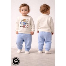 Miniel Unisex Bebek Şaşkın Ayıcık Baskılı %100 Pamuklu 6-9-12 Ay Alt Üst 2'li Bebek Takımı