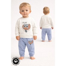 Miniel Unisex Bebek Rakun Baskılı %100 Pamuklu 6-9-12 Ay Alt Üst 2'li Bebek Takımı