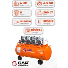 GAP Kompresör Hava Kompresörü Sessiz ve Yağsız Hava Kompresörü 200LT GPS750X4