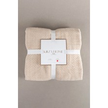 Koza Home Twin Battaniye Soft Pamuklu Tek Kişilik Tv Battaniye Kahve Krem 150 x 200 5016A