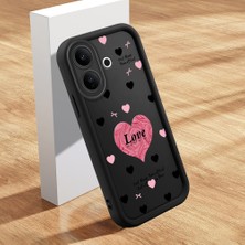 HONTINGA Vıvo V60 Lite ile Uyumlu Kılıfı Düşüme Önleyici Basitlik Anti Düşme Kamera Korumali Şirin Kalp Siyah Desen Yumuşak Silikon Telefon Kılıfı Kadın ve Erkek Için Uygundur K2-0400