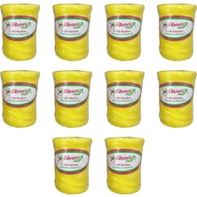 Favori Ip 5000 Denye -0.8 Mm- Ambalaj ve Paket Ipi Naylon Burgulu Örgü Çamaşır Ipi - Sarı - 10 Adet