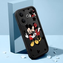HONTINGA Vıvo V60 Lite ile Uyumlu Kılıfı Düşüme Önleyici Basitlik Anti Düşme Kamera Korumali Şirin Mickey Siyah Desen Yumuşak Silikon Telefon Kılıfı Kadın ve Erkek Için Uygundur K2-0399