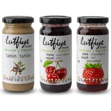3lü Set Lutfiye Organik Vişne Reçeli 280 gr + Lutfiye Organik Çilek Reçeli 280 gr + Lutfiye Organik Tahin 230 gr