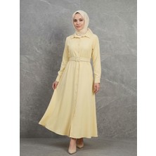 Foremia Kaplama Kemer Detay Elbise-Sarı -