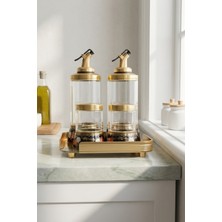 Acar Marida Cam Tepsili Yağlık Sirkelik & Baharatlık Seti