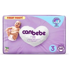 Canbebe 68 Adet Aylık Paket Midi No:3 Bantlı Bez 4 - 9 kg Ekstra Yumuşak Konfor