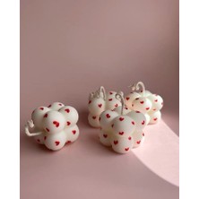 DF Studio Co 4’lü Kalpli Bubble Mum Seti – El Yapımı Dekoratif Kalp Desenli Mum