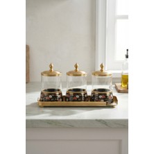 Acar Marida 4 Parça Cam Tepsili Baharatlık Seti