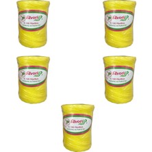 Favori Ip 5000 Denye -0.8 Mm- Ambalaj ve Paket Ipi Naylon Burgulu Örgü Çamaşır Ipi - Sarı - 5 Adet