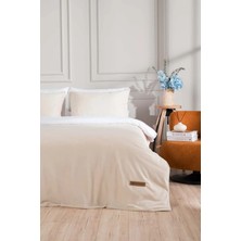 Linda Krem Kadife Çift Kişilik Nevresim Takımı 200x220 4 Yastıklı 5007