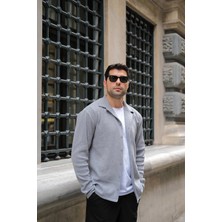 For You Man Ottoman Uzun Kol Gri Ceket Gömlek