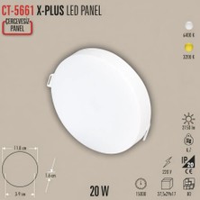 Cata ( CT-5661 ) X-Plus LED Panel 20W – BEYAZ IŞIK (6400K)2150 Lümen | 6400K Beyaz | IP20 | Çerçevesiz Sıva Altı Yuvarlak Panel
