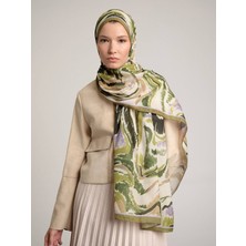 AYSHARA Devr-I Fırça Desenli Tek Taraflı Şal -  Yağ Yeşil