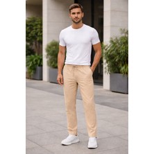 Erkek Keten Jogger Keten Pantolon