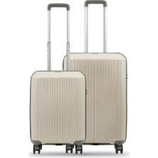 GROUND Sirius 2'li Valiz Seti Orta-Kabin(Küçük) Kemik-Gri - 10728