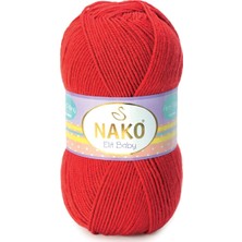 Nako HDYME Elit Baby El Örgü İpi Alev Kırmızı 207 %100 Premium Anti Pill Akrilik ile Tüylenme Yapmaz