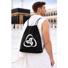 İhvan Online Üç Vavlı Hac Umre Terlik Çantası, Suya Dayanıklı, Büzmeli Ayarlanabilir Torba Sırt Çantası  - Siyah