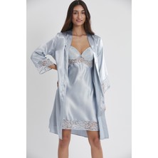 Pierre Cardin  Saten Dantelli Gecelik & Sabahlık Takım  - 4075