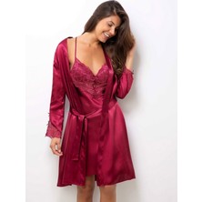 Pierre Cardin 2li Saten Kısa Gecelik Sabahlık 4300