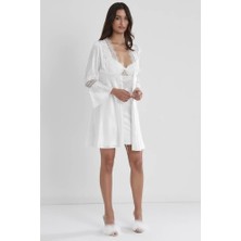 Pierre Cardin 6'lı Kaplı Gecelik Sabahlık Set 6325 Ekru Renk