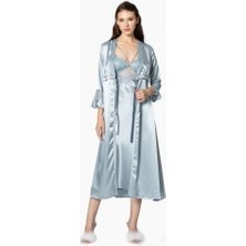 Pierre Cardin 6'lı Saten Gecelik Sabahlık Çeyiz Seti 6010 Mist