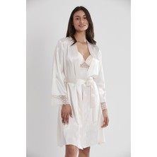 Pierre Cardin  Saten Dantelli Gecelik & Sabahlık Takım  - 4285