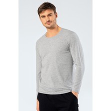 Cacharel 1333 Gri Erkek Erkek Gri O Yaka Uzun Kollu Sweatshirt